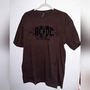 AC/DC CAN'T STOP ROCK N' ROLL BROWN T-SHIRT